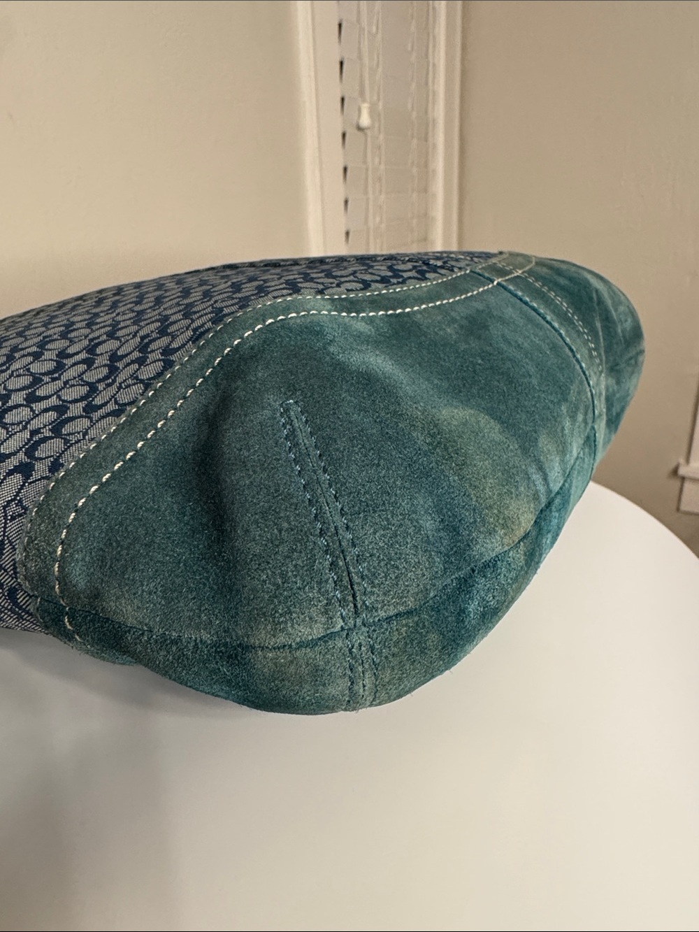 Vintage Coach Soho Signature C Shoulder Bag Blue Teal Jacquard Y2K Rare Color - Picture 4 of 12